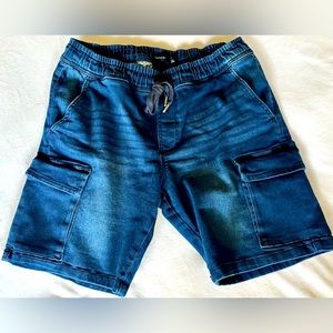 Tahari men’s cargo shorts blue denim-like stretch size M
